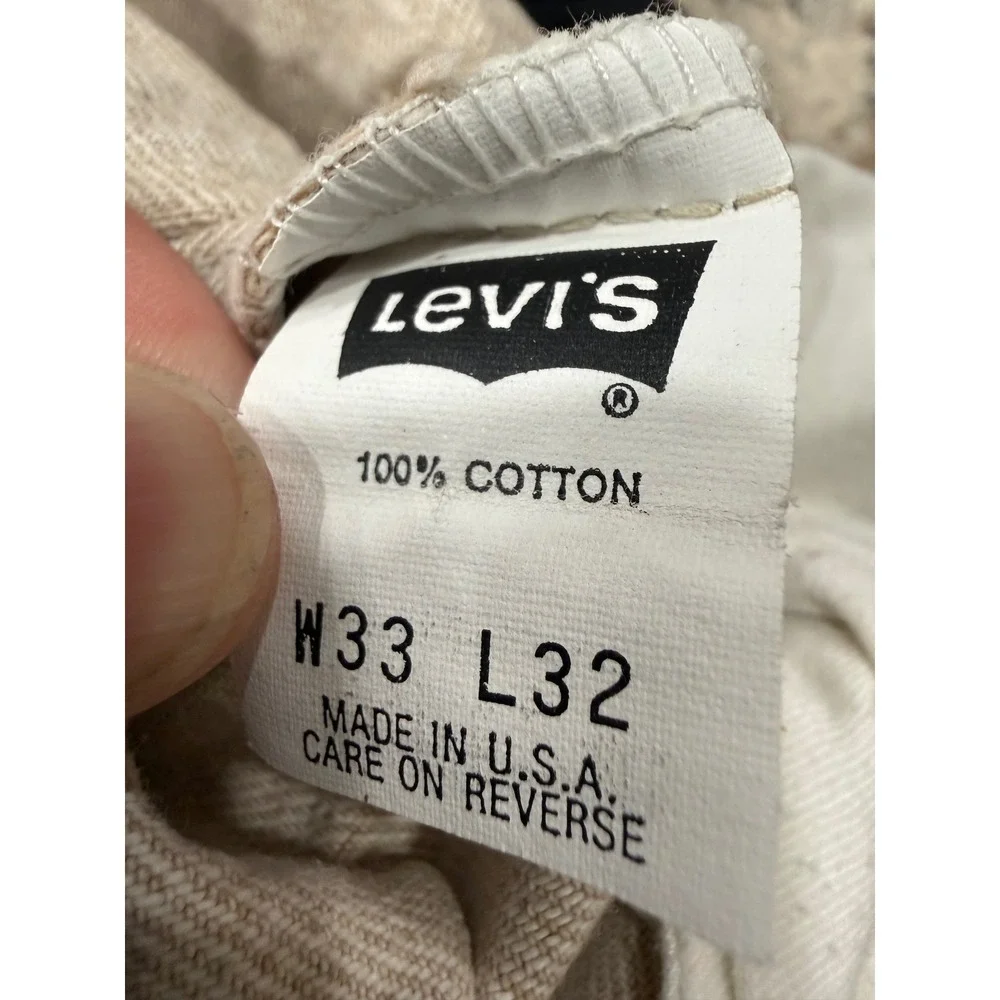 Vintage Levis 550 Relaxed Fit Tapered Leg Jeans Tan Made in USA Mens 33x32 1992